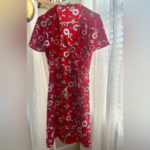 J. Crew Red Floral Midi Dress